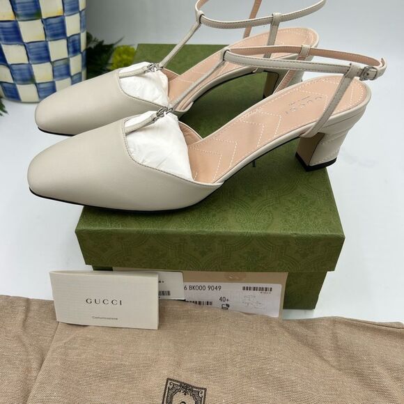 Women’s Gucci GG T-strap, leather sandals size 40.5 made in Italy - Picture 10 of 12